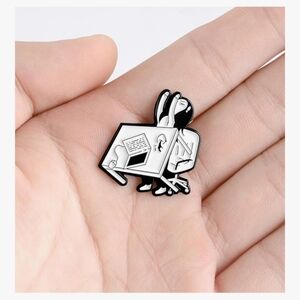 Black and White Cartoon Enamel Pin